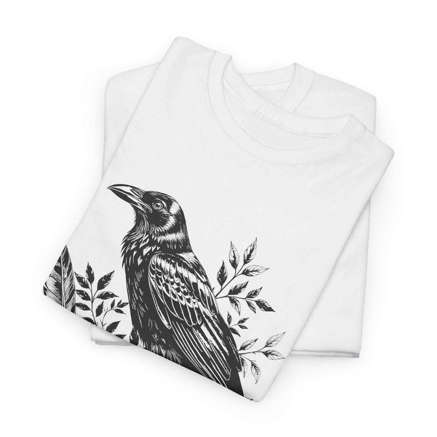 Vintage Raven Graphic Tee, Unisex Heavy Cotton Tee, Goth Fashion, Gift for Book Lovers, Dark Academia Shirt, Halloween Outfit