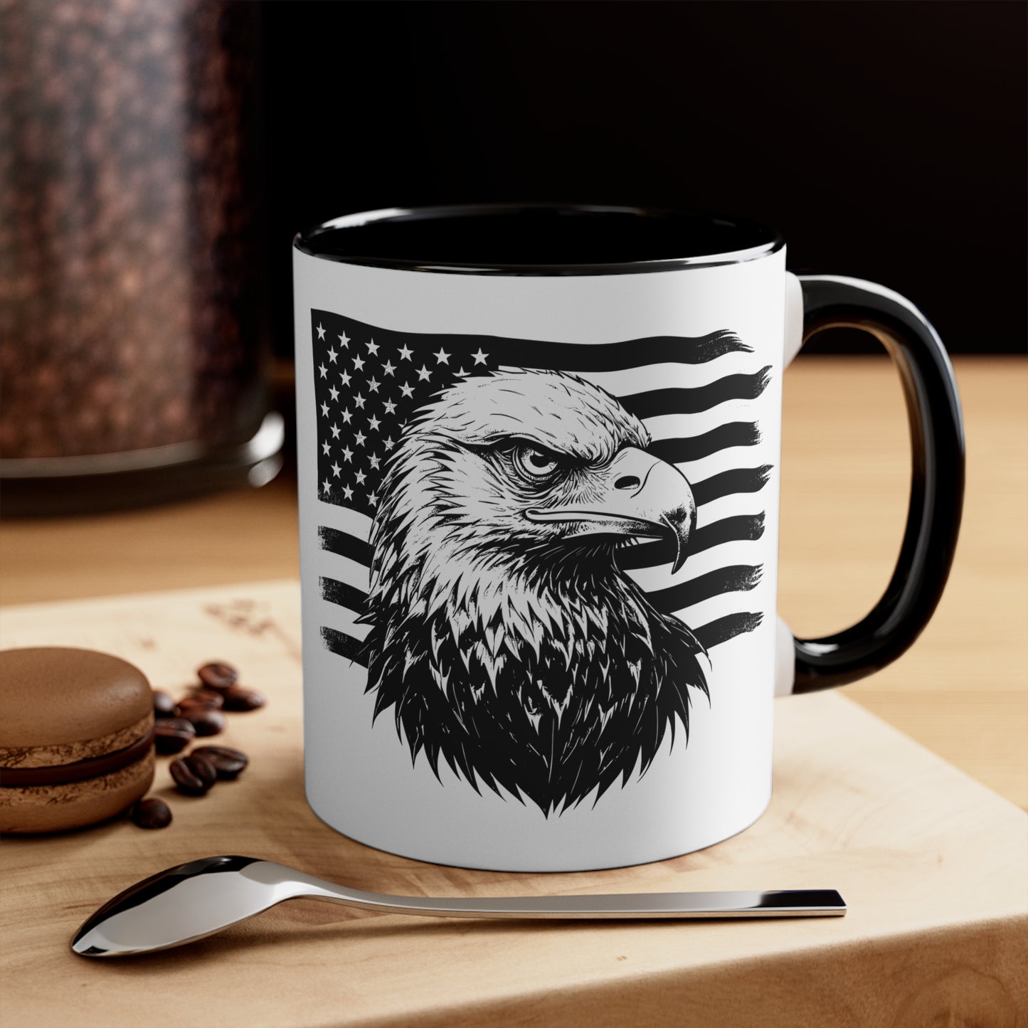 Patriotic Eagle Accent Mug | 4th of July Gift, American Eagle Cup, Nature Lover Mug, Coffee Lover's Gift, USA Decor